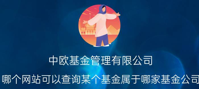 中欧基金管理有限公司 哪个网站可以查询某个基金属于哪家基金公司？